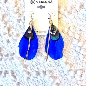 Versona Vibrant Blue Feather Earrings